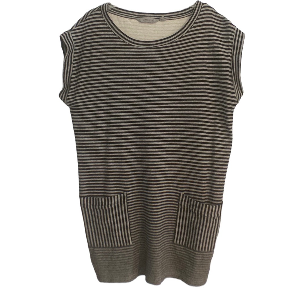 Athleta Black & Grey Striped Dress